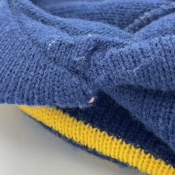 Vintage 90s Notre Dame Fighting Irish Blue Knit Brimmed Stocking Beanie Pom Hat - Picture 13 of 14